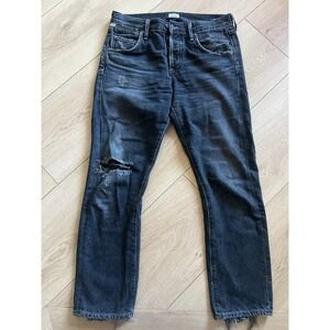 Citizens of Humanity Emerson Slim Boyfriend Jeans Black‎ Distressed Size 25